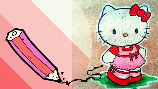 Хеллоу Китти рисунок карандашом
