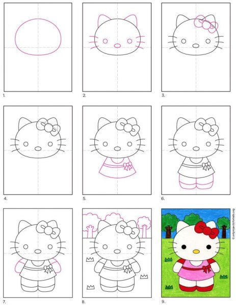 Как рисуются персонажи hello Kitty
