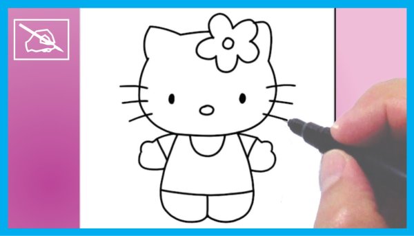 Хеллоу Китти рисунок поэтапно