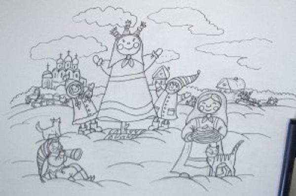 Застолье раскраска