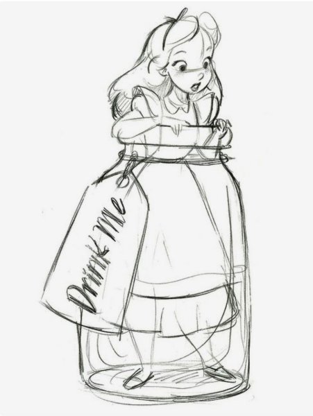 Иллюстрация к книге Алиса в стране чудес карандашом