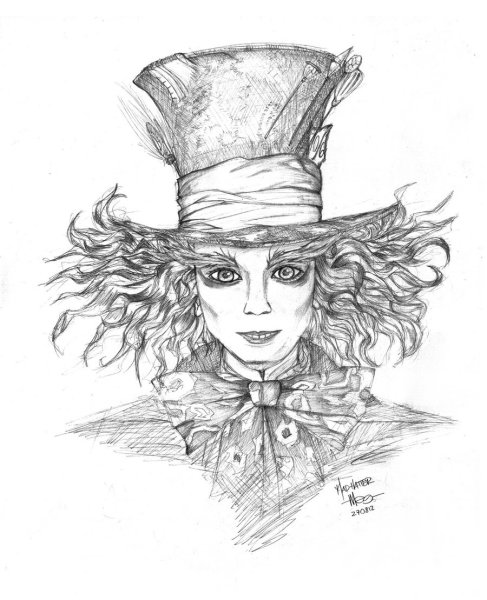 Шляпник Алиса в стране чудес рисунок