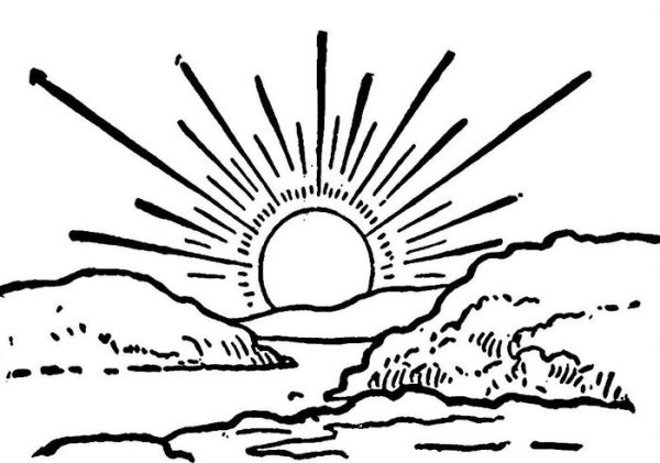 Раскраски закат солнца на море