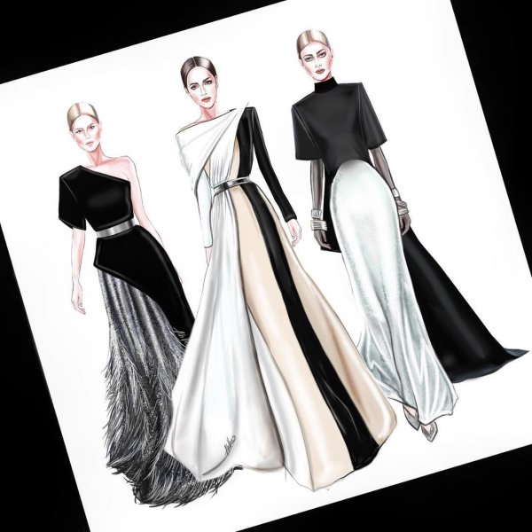 Наброски одежды модельеров