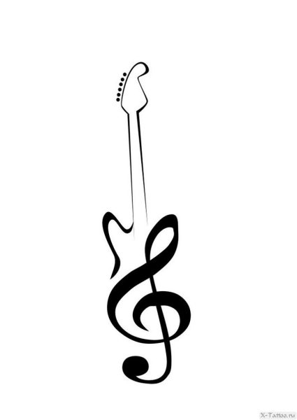 Тату гитара эскиз