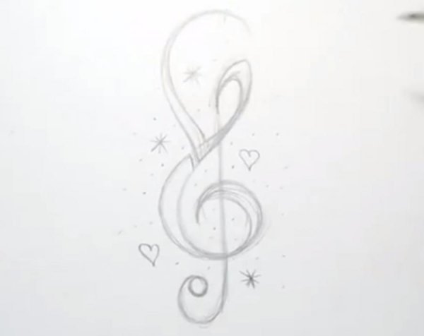 Рисунок нот карандашом для срисовки