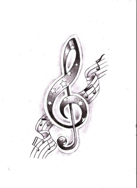 Изображение скрипичного ключа и нот