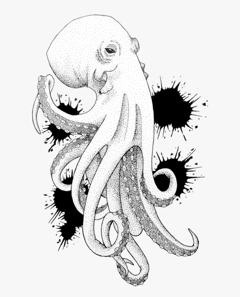 Осьминог карандашом