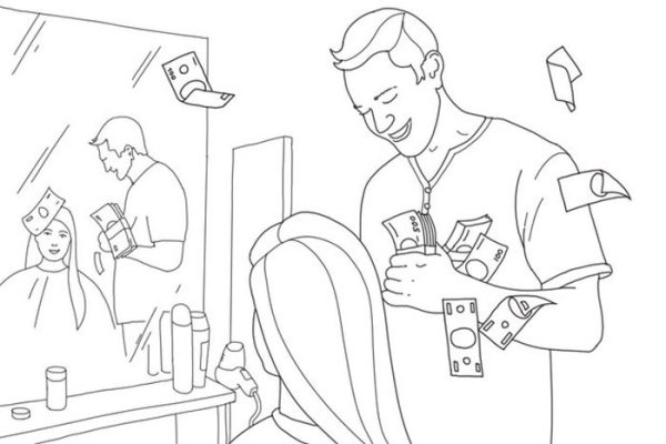 Локон волос с ножницами