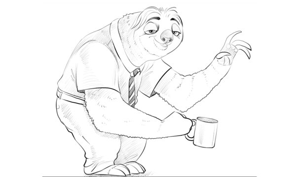 Ленивец карандашом