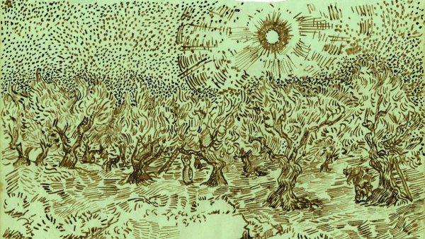 Винсент Ван Гог кипарисы пером