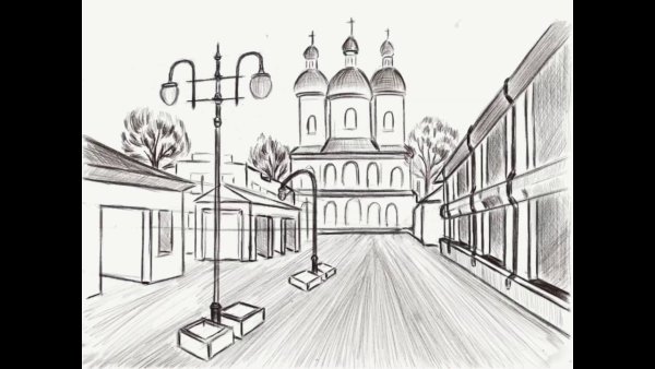 Набросок городского пейзажа легкий