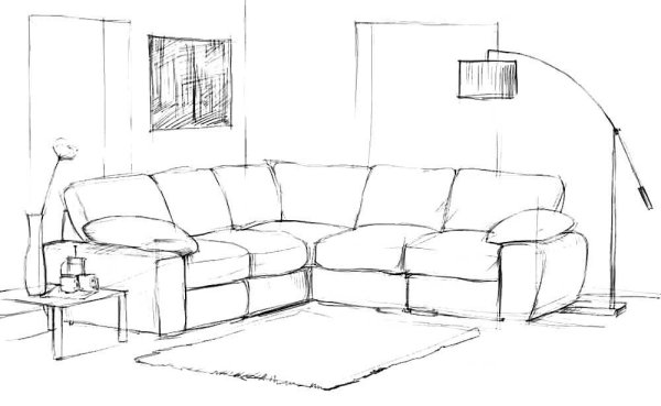 Диван в угловой перспективе