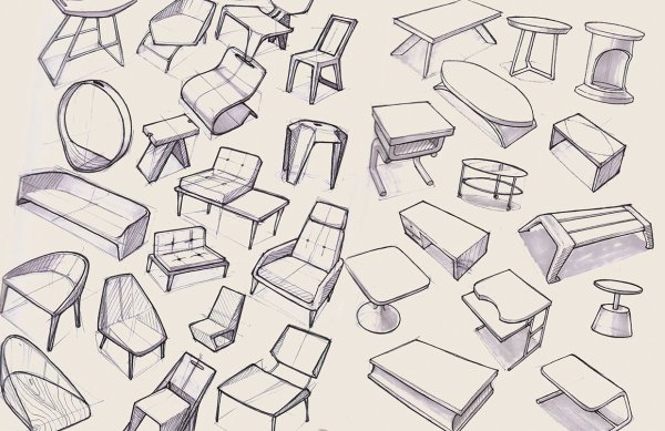 Зарисовки предметов мебели
