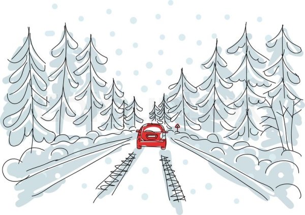 Зимняя дорога вектор