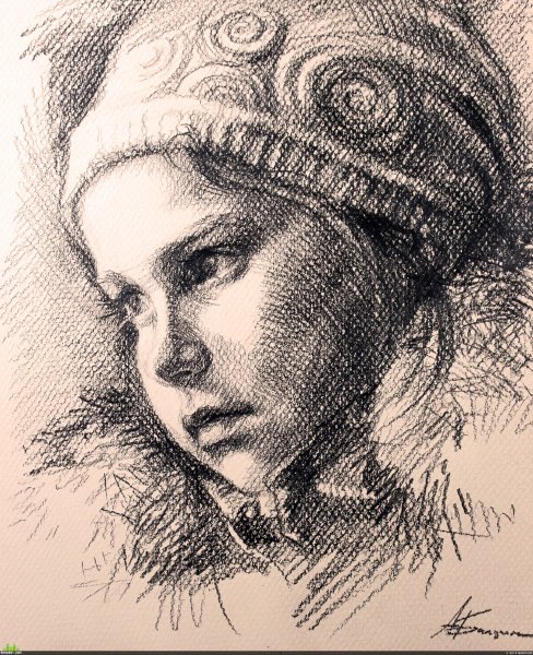 Портрет Вали карнавал карандашом