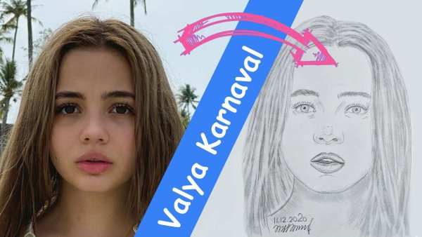 Портрет Вали карнавал карандашом