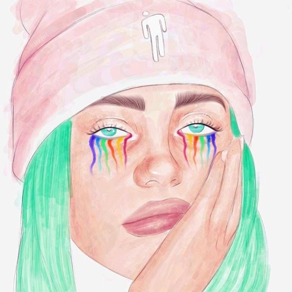 Рисунок Билли Айлиш красками