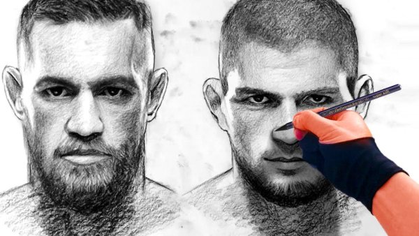 Хабиб Нурмагомедов портрет карандашом