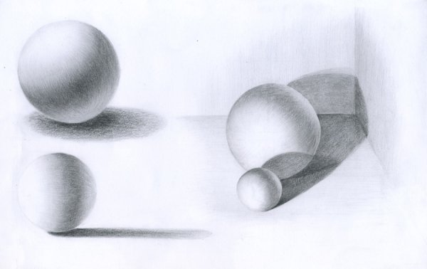 Рисунки карандашом с тенями