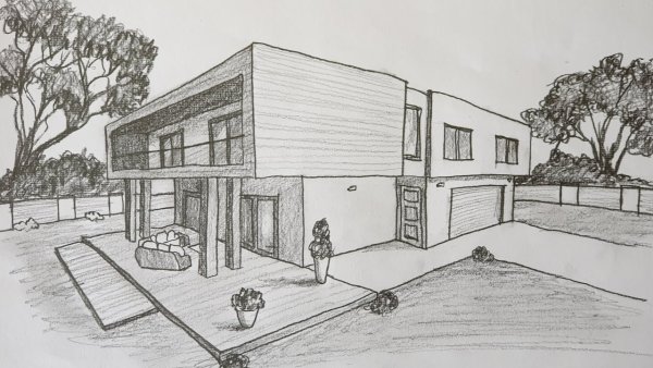 Коттедж карандашом