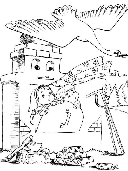 Гуси лебеди рисунок