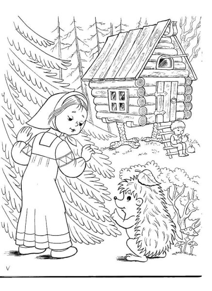 Лебёдушка на озере контур