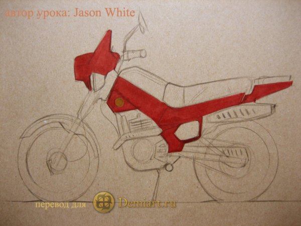 Нарисовать мотоцикл карандашом