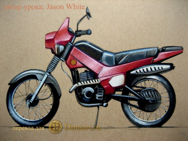 Рисунок маркерами мотоцикл