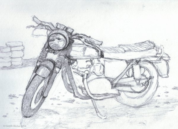 Мотоцикл старый нарисован