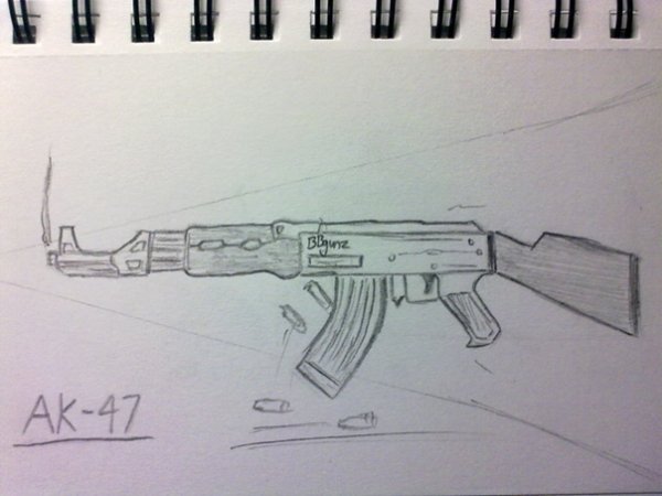 Раскраска автомат Калашникова АК-47