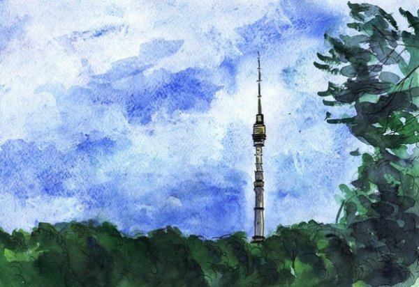 Останкинская телебашня рисунок карандашом для детей