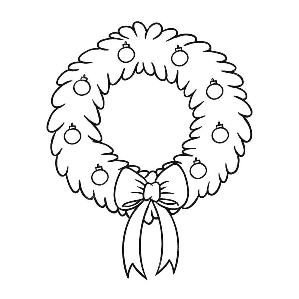 Новогодний венок раскраска