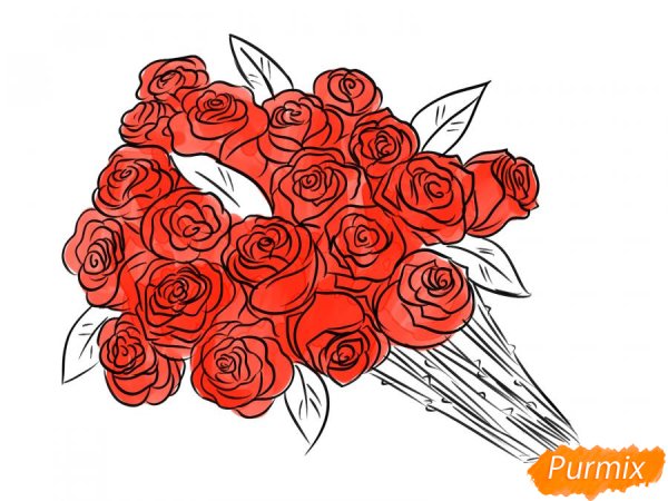 Букет роз рисунок