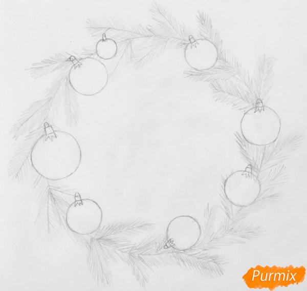 Трафарет Рождественского венка