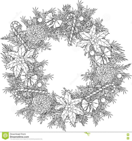 Раскраски новогодние венки