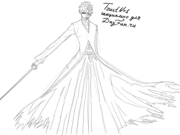 Рисование аниме Блич в полный рост,