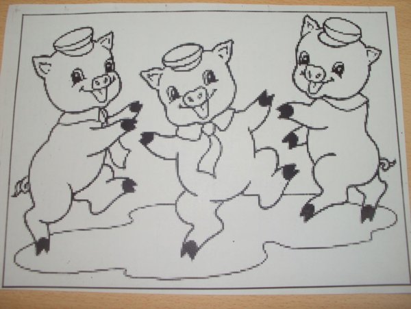 Домики трех поросят раскраска для детей