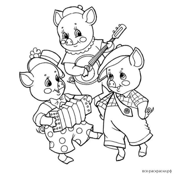 Три поросенка раскраска Ниф Ниф