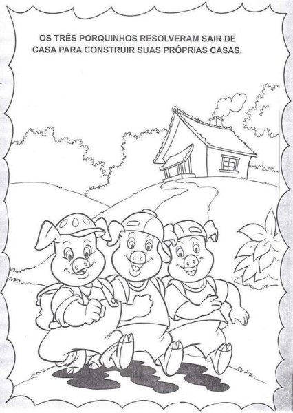 Домики трёх поросят черно белые