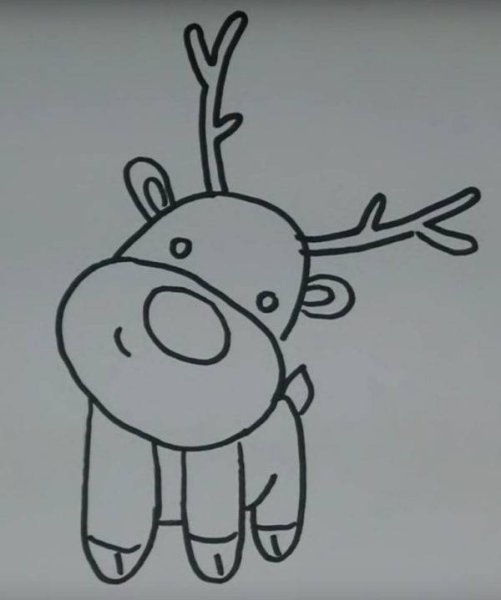 Новогодний олень рисунок для срисовки