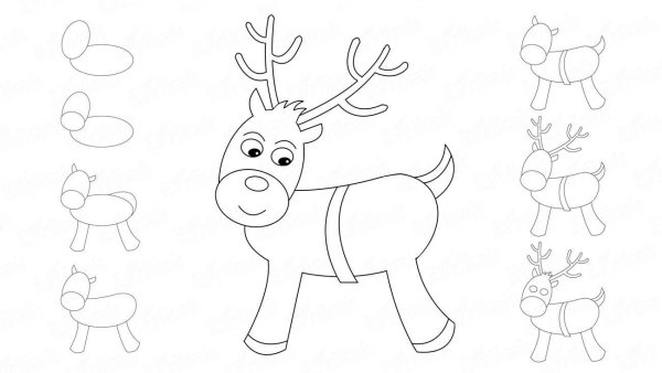 Новогодний олень рисунок
