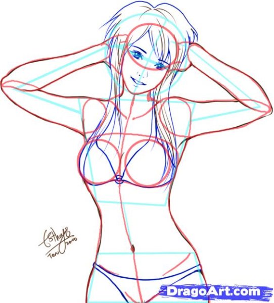 Девушка в купальнике для рисования