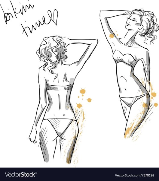 Эскиз девушка в бикини