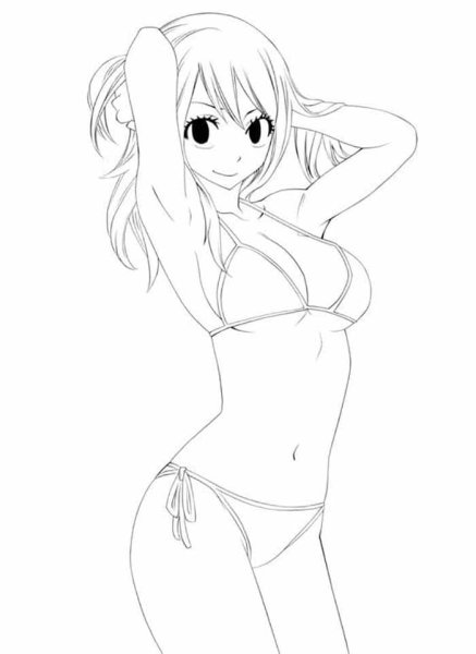 Аниме девушка в купальнике карандашом