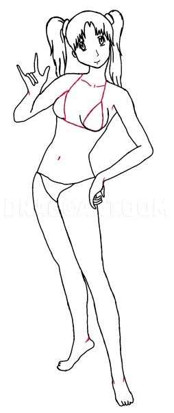 Девушка в купальнике для срисовки