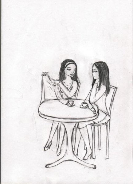 Набросок карандашом подруги