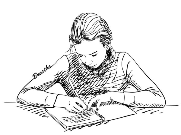 Девушка пишет рисунок