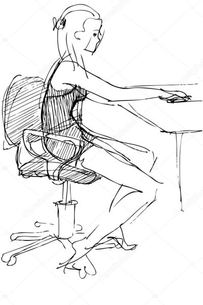 Женщина на стуле рисунок карандашом