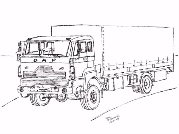 Грузовик рисунок карандашом